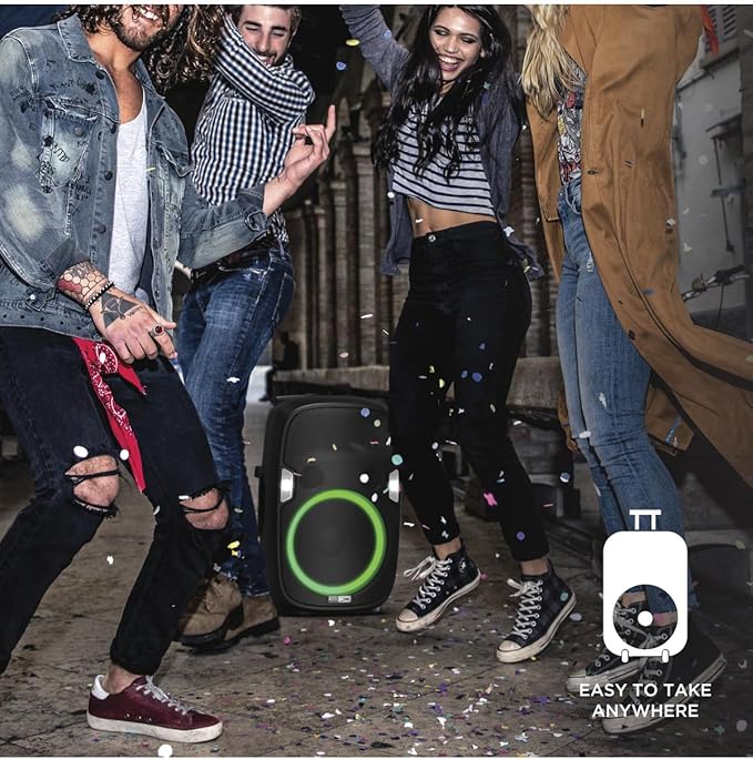 Altec Lansing SoundRover 75 Wireless Speaker 75W Bluetooth Speaker with a Long Lasting 10 Hour Battery, 50 Foot Range, Multi LED Party Modes, True Wireless Pairing, Bonus Microphone