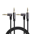 CableCreation 2-Pack 3.5mm Aux Cable 3FT/0.9m, 90 Degree 3.5mm Male to Male HiFi Cable with Silver-Plating Copper Core for Car Stereos, iPhones, PS4 Headset, Beats, Echo-Dot, 24K Gold Plated
