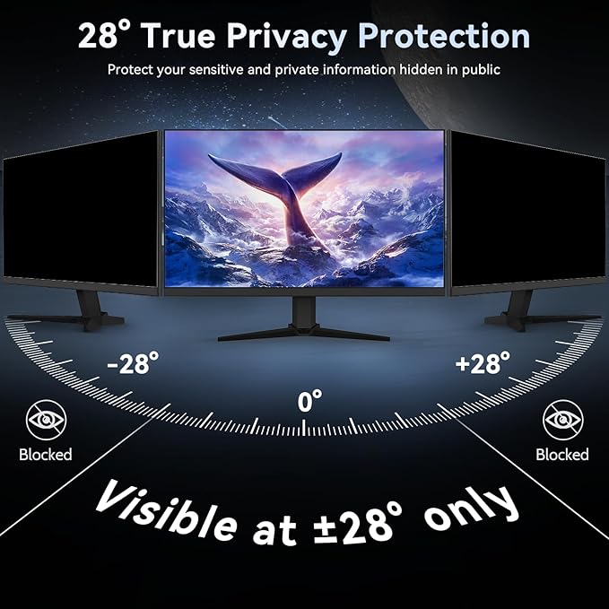 [2-Pack] 23.8 Inch Computer Privacy Screen Filter for 16:9 Widescreen Monitor, Removable Eye Protection Anti Glare Blue Light Filter Privacy Shield, Anti Scratch Anti Spy Screen Protector Film 23.8 In