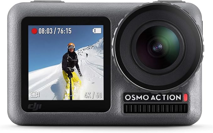 DJI Osmo Action - 4K Action Cam 12MP Digital Camera with 2 Displays 36ft Underwater Waterproof WiFi HDR Video 145° Angle, Black