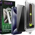(2-Pack Anti-Spy Privacy Screen Protector for iPhone 15 Pro (6.1-Inch),9H Tempered Glass,Full Coverage,Anti-Fingerprint,Auto Dust Removal,Bubble-Free,Easy Installation