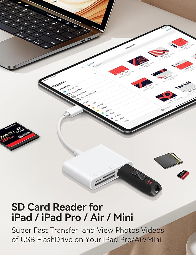 USB C to SD CF Card Reader, SD Card Adapter with SD MicroSD CF Compact Flash USB 4 Ports, BnmxTek Memory Card Reader for iPhone 15 iPad Mac MacBook Pro/Air/Mini Android and More USB-C/Type C Device