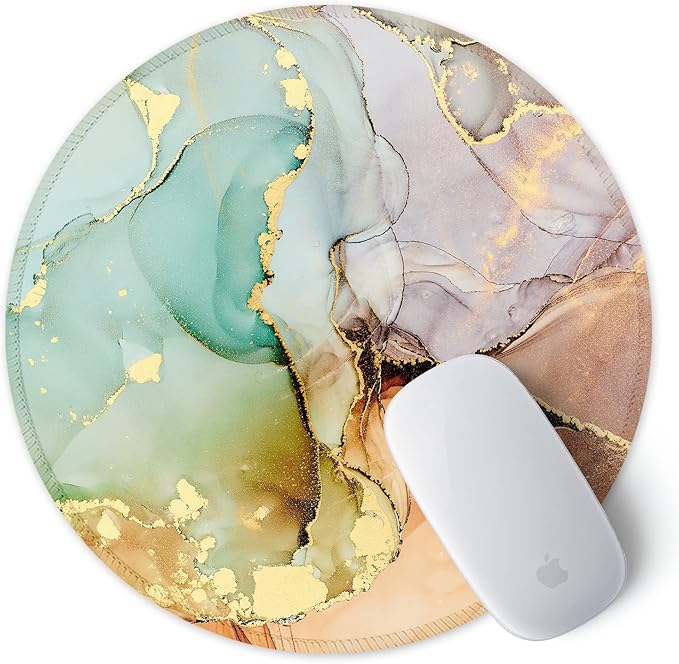 ITNRSIIET Round Mouse Pad with Stitched Edge Premium-Textured Waterproof Non-Slip Rubber Base Desktop Protection Mat Diameter 8.7 inches, Abstract Texture