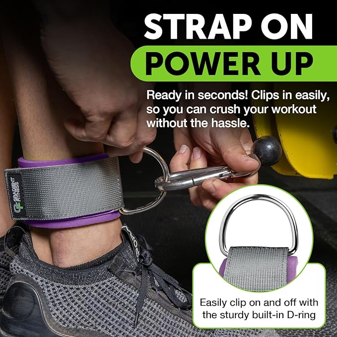 Gradient Fitness Ankle Straps (2 Pack) | Ankle Strap for Cable Machine, Ankle Bands for Working Out, Cable Ankle Strap