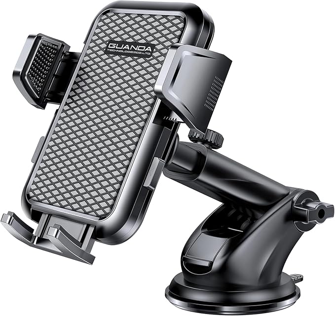 3-in-1 Car Phone Holder, Strong Suction Phone Mount for Windshield/Dashboard/Desk, Hands Free Dash Mounted Car Cell Phone Holder Stand, Truck Phone Holder for iPhone Samsung Android Smartphone