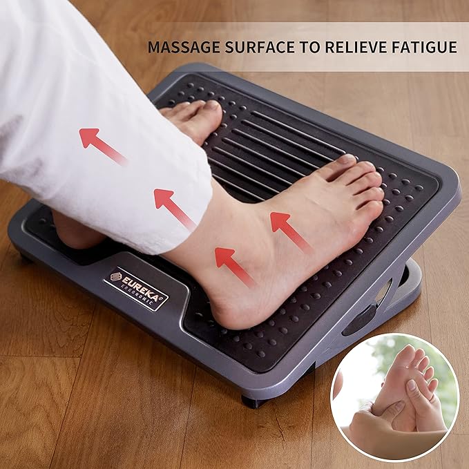 EUREKA ERGONOMIC Tilt Adjustable Footrest, Foot Rest for Under Desk at Work with Massage Surface, Office Foot Rest Under Desk with 20 Degree Tilt No Locking, Metal Frame