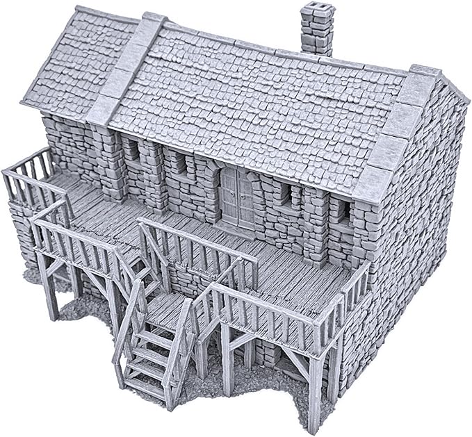 Black Rock Barracks by Printable Scenery, 3D Printed Tabletop RPG Scenery and Wargame Terrain 28mm Miniatures