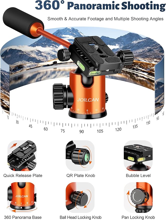 Camera Tripod, 81" Heavy Duty Aluminum Tripod for DSLR/Camera/Smartphone - with Handle, Converts to Monopod, Holds 35lbs