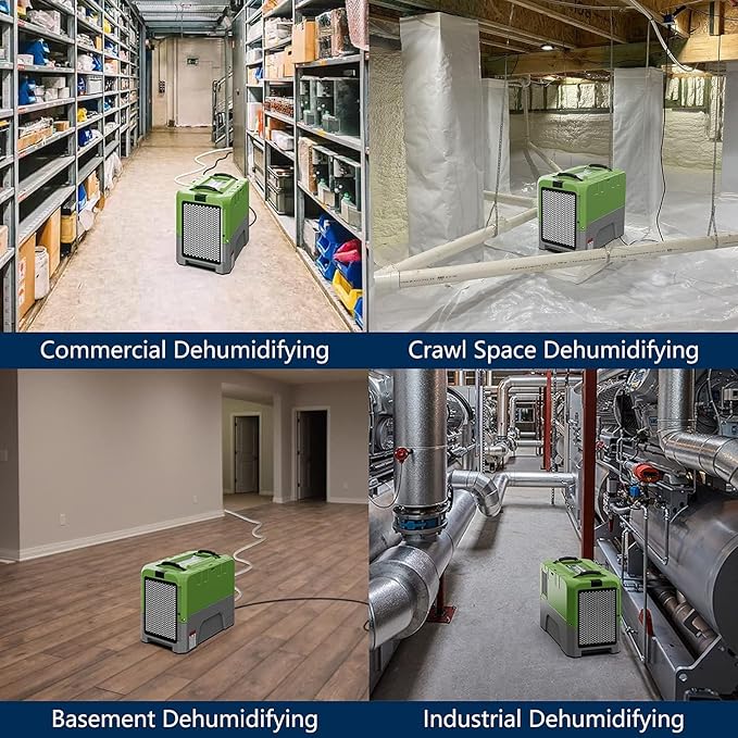 ALORAIR Smart WiFi LGR Commercial Dehumidifier 180 PPD (Saturation) with Hose, Industrial Dehumidifier with Pump, 5 Years Limited Warranty, cETL Listed, 85 PPD at AHAM, Flood Repair, Green