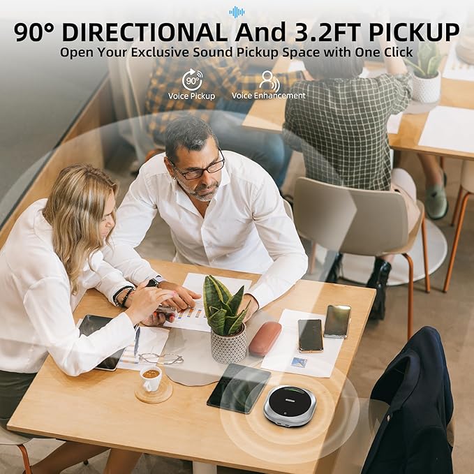 Bluetooth Conference Speakerphone M6 Conference Microphone with AI Noise Reduction AI Transcription Full-Duplex 360° Omnidirectional Voice Pickup USB Speaker for Teams Zoom Home Office, Black