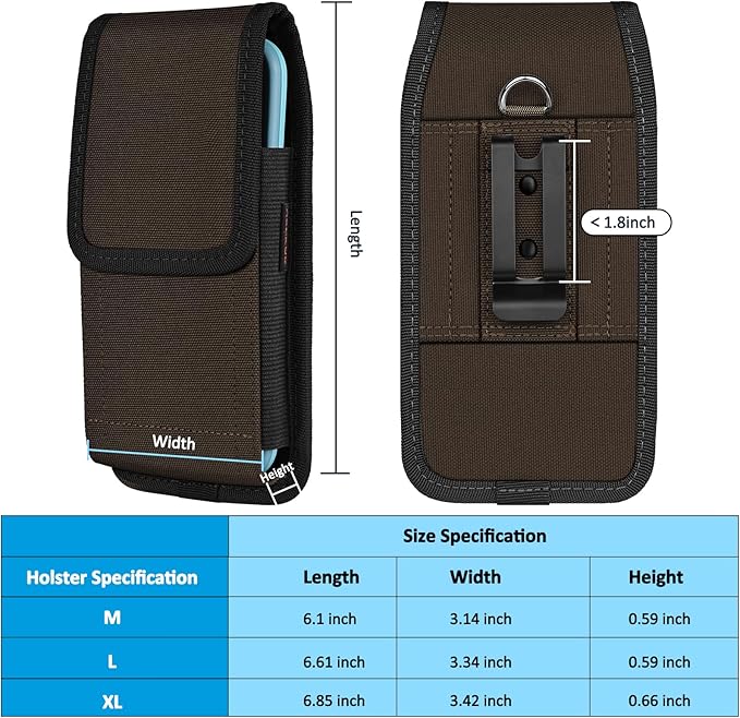 Phone Holster for Belt with Metal Clip and Magnetic Closure Compatible with iPhone 16/15/14/13/12 Pro Max, Galaxy S25/S24/S23/S22 Plus & FE for Everyday Protection, L-Coffee