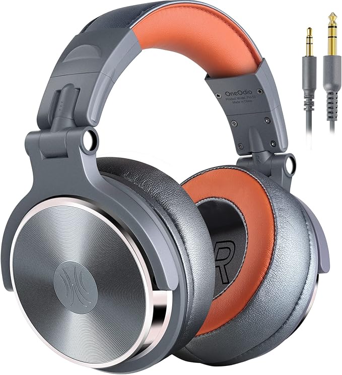 OneOdio Hi-Res Over Ear Headphones for Studio Monitoring and Mixing, Sound Isolation, Protein Leather Earcups, 50mm Driver Unit, Wired Headphones for AMP Guitar Keyboard (Pro-50 Metallic Blue)