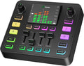 Pupgsis Gaming Audio Mixer, Audio Interface, Sound Board With Pro-Preamp, Noise Cancellation, RGB, Bluetooth, Volume Fader For Streaming/Podcasting/Gaming Maonocaster/Content Create, 6.35mm
