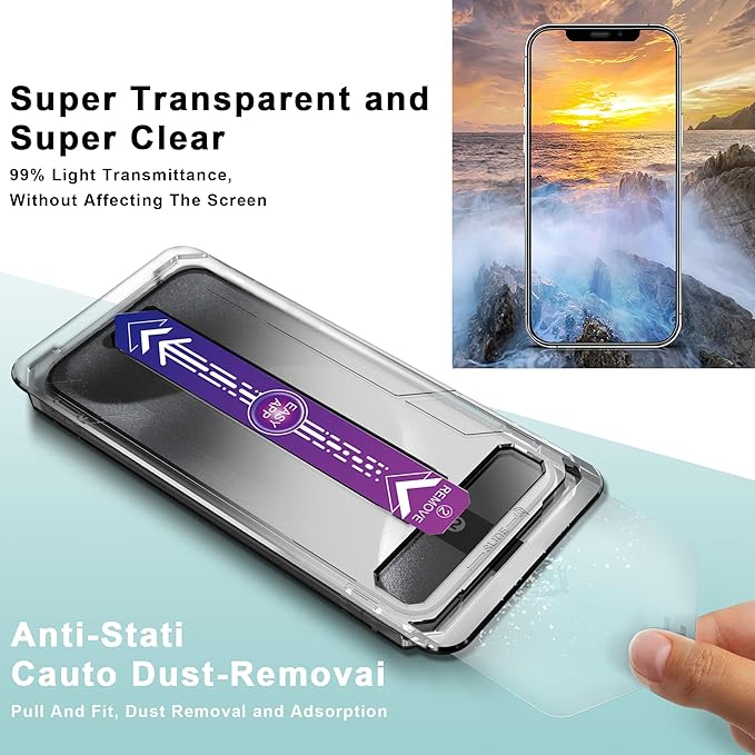 2 Pack Screen Protector Tempered Glass for iPhone 12 and iPhone 12 Pro 6.1-Inch Auto Dust Removal, No Bubbles, High Definition Clear, Easy Installation