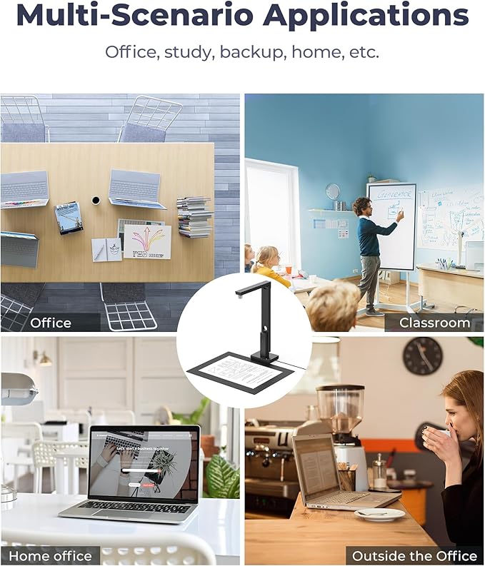 CZUR Portable 12MP Document Scanner, USB Document Camera, Fast Scan 1s/Page, Capture Size A4, OCR Function, Travel-Friendly Mobile Scanner for Mac & Windows, Lens1200 Pro (Not for Books)