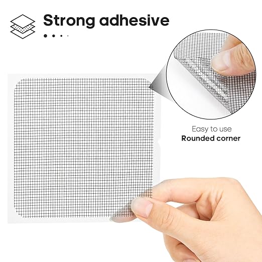 28 Sheets Window Screen Patches Repair Kit, Black 3 Sizes Window Screen Repair Kit for Mesh Screen Door, Strong Adhesive Fiberglass Quick Screen Repair Tape