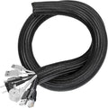 Cable Management Sleeves 1in - 2 Pack 4.1ft Split Braided Cable Sleeve Black, Hard PE Cord Protectors from Pets, Wire Organizers for Cords, Flexible Cord Wrap Wire Sleeve for Computer Cord Organizer