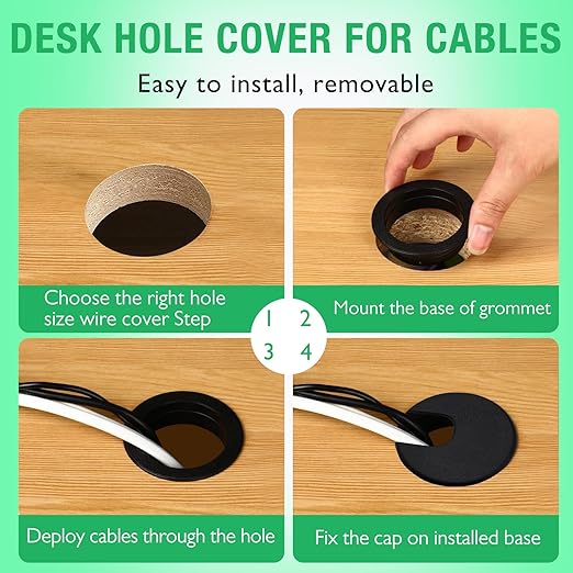 5 Pcs Desk Grommet 2" / 50 mm, Desk Cord Hole Cover, Cable Grommet ABS Plastic, Desk Hole Grommet for Home & Office Pc, Detachable Cable Cord Organizer-Light Grey