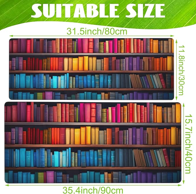 Large Gaming Mouse Pad for Desk,Bookshelves Full of Books Desk Mat,Colorful Books Desk Pad,Extended Big Computer Keyboard Mouse Pad with Non-Slip Base and Stitched Edge,31.5"x11.8"