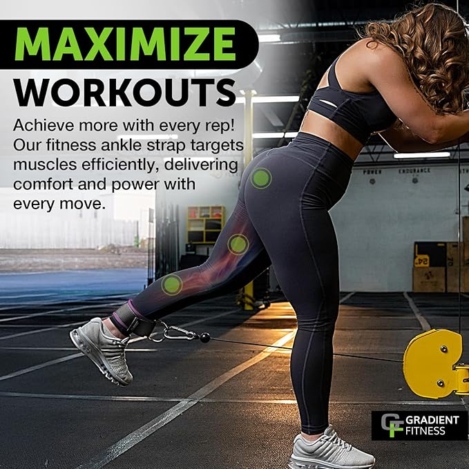 Gradient Fitness Ankle Straps (2 Pack) | Ankle Strap for Cable Machine, Ankle Bands for Working Out, Cable Ankle Strap