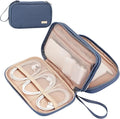 NISHEL Travel Cord Organizer Case, Double Layers Tech Electronic Bag, Essentials for Charger, Cable, Phone, Flash drive, Aegean-Blue