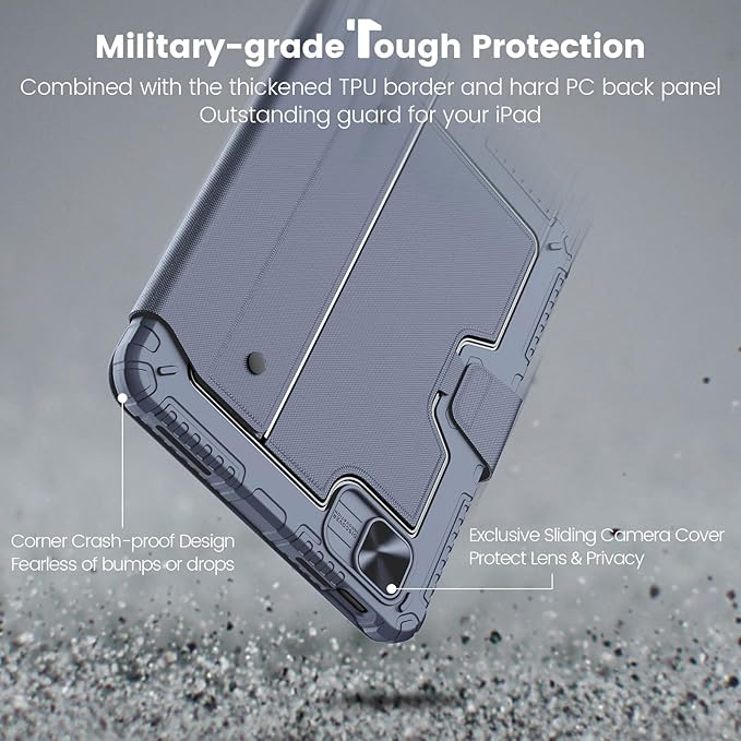 Nillkin iPad Pro 11(1st/2nd/3rd/4th Gen) & iPad Air 5th/4th Generation Case with Keyboard, Magic Trackpad, Rugged Case with Detachable Keyboard, 7 Backlight Colors, Portrait/Landscape Modes, Gray