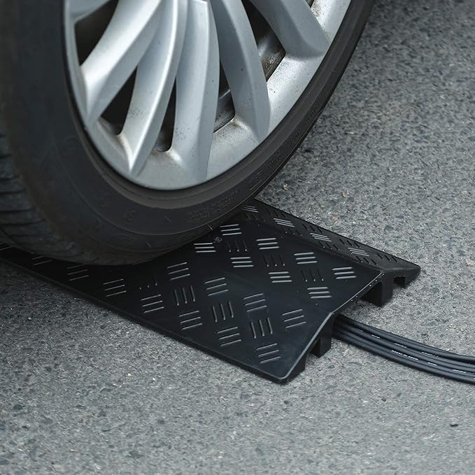 Medium 2 Pack - Floor Cord Cover Cord Protector Drop Over Drop Trak Cable Ramp for Office Warehouse - Black