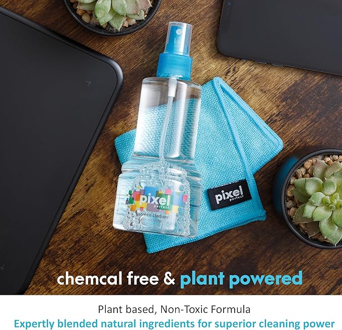 Pixel Perfect | 10oz | Screen Cleaner Kit, for TV, Laptops, Computers, Monitors, Phones, Tablets | 300ml Cleaning Kit, Premium Natural Spray