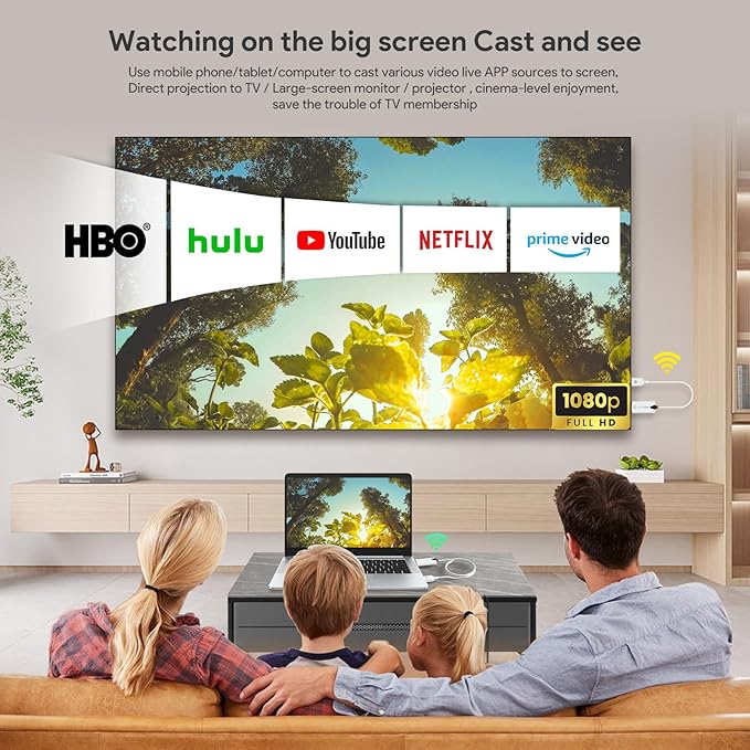EDUP Wireless HDMI Transmitter and Receiver, 2025 Upgraded 1080P Wireless HDMI Extender 165FT Range, Plug&Play, Video Audio Projection for Desktop, PC, TV Box, PS4/5 to TV/Projector/Monitor-White