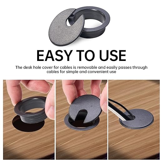Desk Grommet 1-3/8inch(35mm)10 Pcs, Desk Hole Grommet, Cable Grommet, Desk Hole Cover, Desk Cord Hole Cover, Desk Cable Hole Cover, Desk Wire Hole Insert, Furniture Hole Cover(Black Grommets)