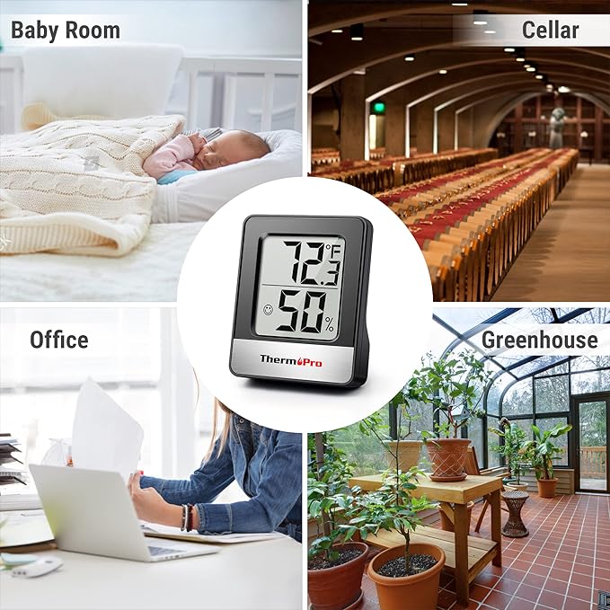ThermoPro TP49 Digital Hygrometer Indoor Thermometer Humidity Meter Room Thermometer with Temperature and Humidity Monitor Mini Hygrometer Thermometer