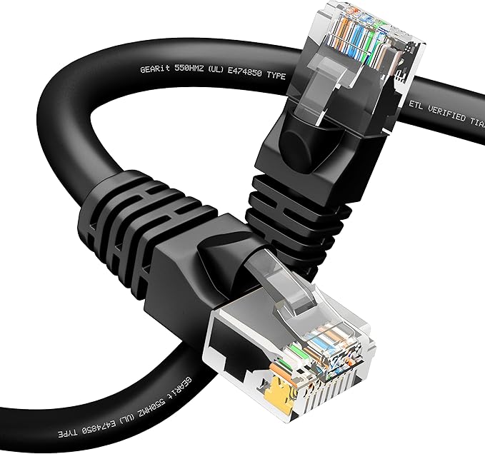 GEARit Cat 6 Ethernet Cable Pack Ð 1-Pack 10 ft Cat6 Ethernet Patch Cables | RJ45 Network Patch Cable, 10 Gbps Snagless Gold-Plated Connectors Ð Ethernet Cable Cat 6 for PC, TV, Router Ð Black