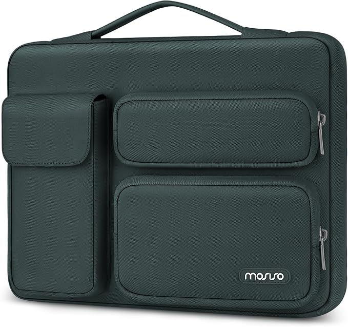 MOSISO 360 Protective Laptop Case 16 inch, 15-15.6 inch Laptop Sleeve Compatible with MacBook Pro 16, HP Acer Dell Lenovo ASUS Notebook, Side Open Bag with 2 Raised&1 Flapover Pockets, Emerald Green