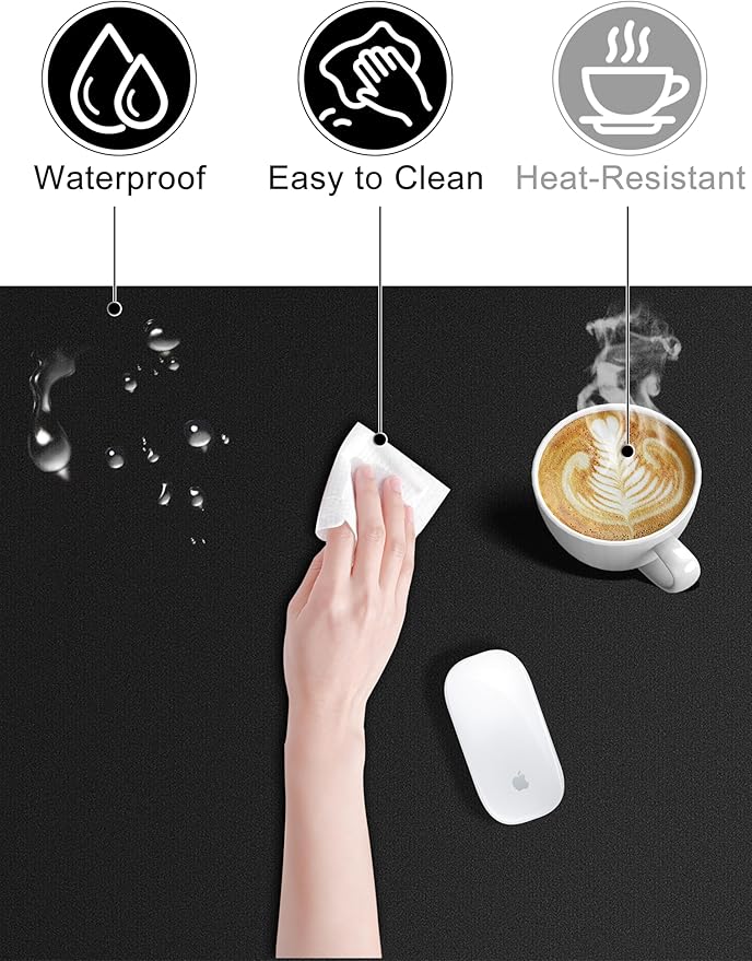 TopMade Mouse Pad with 15W Fast Wireless Charging, 31.5"x11.81" XL Large Gaming Mousepad, Waterproof Desk Pad, Classic Black Computer Desk Mat(Includes 20W PD Power Adapter & 6.56ft Woven Cable)