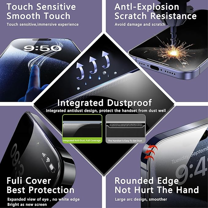 2 Pack Anti Blue Light Matte Screen Protector for iPhone 11 Pro Max/iPhone XS Max, 9H Tempered Glass, Full Coverage, Anti-Fingerprint, Auto Dust-Elimination, No Bubble, Easy Installation