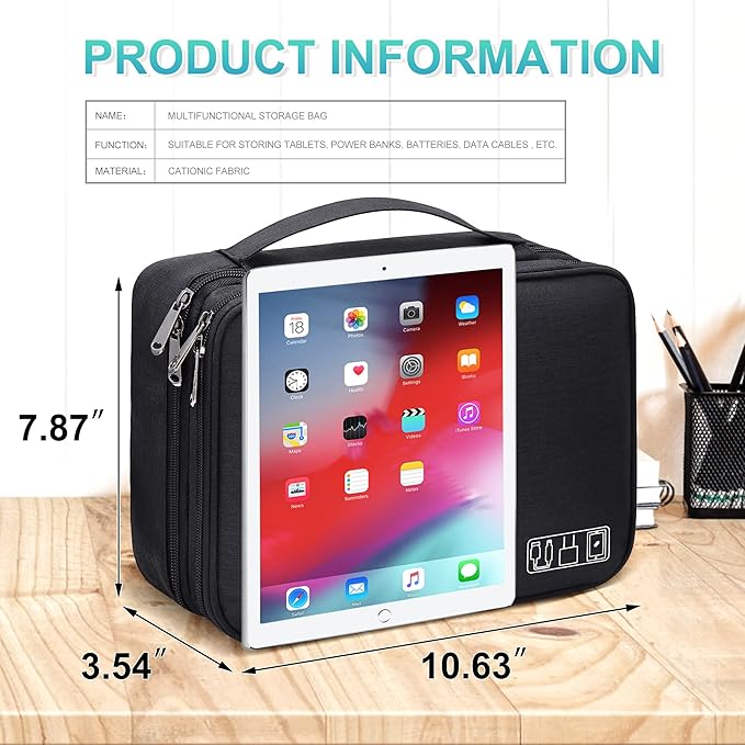 CILLA Electronics Organizer Travel, Travel Cord Organizer Case, Compact Electronics Accessories Bag for Cable, Cord, Charger, Phone