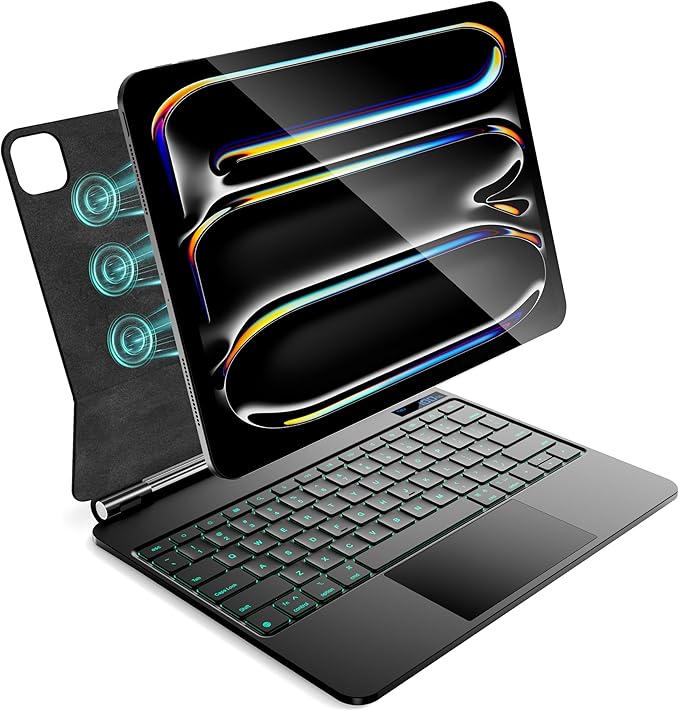 for iPad Pro 13 inch case 2024 with Keyboard M4,Magnetic Attach,Multi-Gesture Trackpad,7-Color Backlit,Shortcut Keys,Auto Sleep/Awake,Magic Keyboard for iPad Pro 13-inch M4 2024