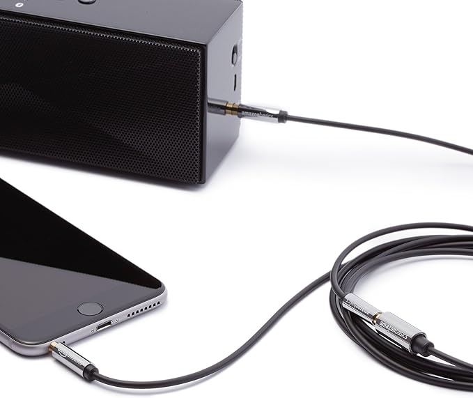 Amazon Basics 3.5mm Aux Jack Audio Extension Cable, Male to Female, Adapter for Headphone or Smartphone, 25 Foot, Black