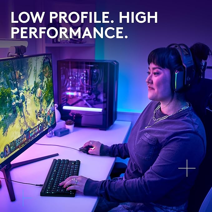 Logitech G515 TKL Wired Low Profile Gaming Keyboard, Fully Customizable RGB, Double-Shot PBT Keycaps, Tactile/Brown Switches - Black