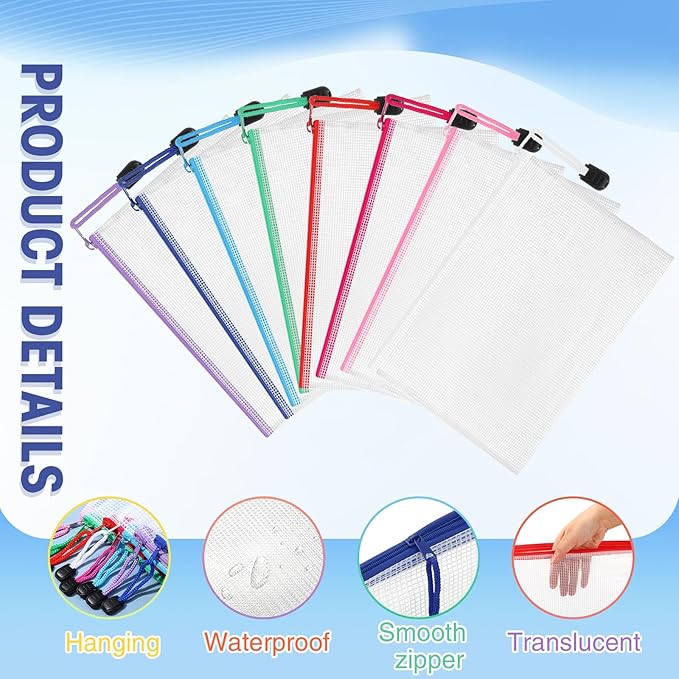 Jetec 32 Pcs Mesh Zipper Bags Toy Storage Bikini Organizer Bag Bolsas Para Guardar Trajes De Baño Waterproof Zipper Reusable Pouch Puzzle Multipurpose for Storage Office(Classic Color,7.5 x 5 Inch)