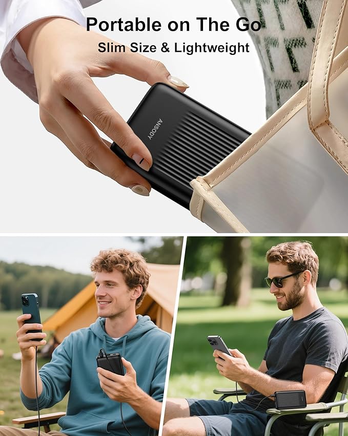 2-Pack 10000mAh Power Bank Fast Charging, 22.5W Compact USB C Portable Charger with 2 Outputs & 2 Inputs, LED Display Battery Pack Compatible with iPhone Samsung iPad Tablets, Purple & Beige