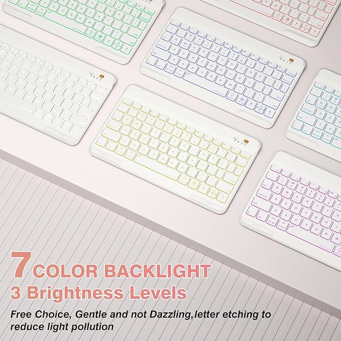 Keyboard Case for iPad Air 11-inch M2/Air 5th 4th Generation, 7-Color Backlit Detachable Keyboard Case with Pencil Holder for iPad Air 11" 2024 /Air 5 2022/Air 4 2020/Pro 11 1st, Rose Gold