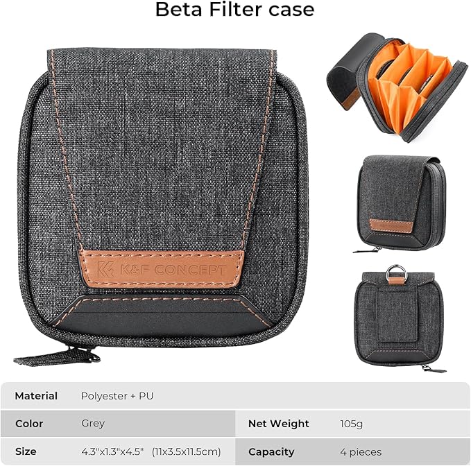 K&F CONCEPT 4 in 1 Basic Model Lens Filter Pouch Up to 95mm solar filter Pouch Case Camera Lens Filter Storage Wallet for ND UV CPL Filter Waterproof Filter Case