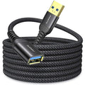 AINOPE 2 Pack USB Extensions Cable High Speed USB 3.0 Extension Cord Type A Male to Female Sturdy Braided Material Fast Data Transfer Compatible with USB Keyboard,Mouse,Flash Drive,Black,10FT+10FT