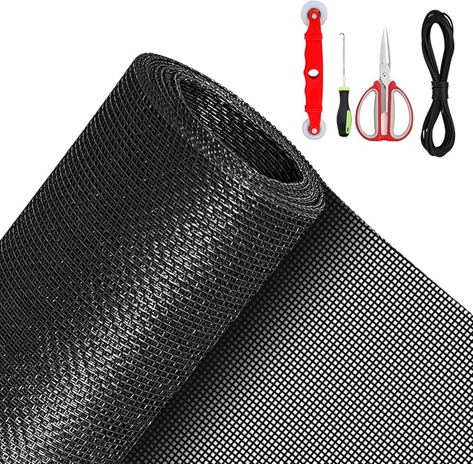 QWR Pet Proof Window Screen Replacement Kit, 39"x118" Durable High Hardness Screen Mesh Replacement Window Screens Repair Kit for Sliding Screen Door,Patio and Windows.(Folded Package)