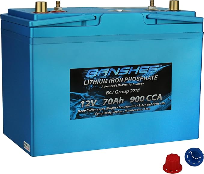 Deep Cycle Lithium Ion Marine Battery Group 27 Dual Terminal Replaces Optima D27M Blue Top 900CCA