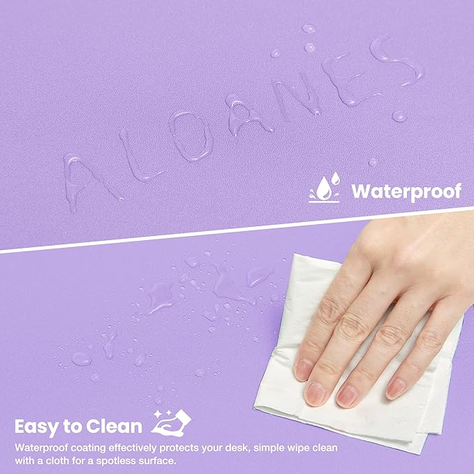 ALOANES Waterproof Mouse Pad with Durable Stitched Edge, XL Gaming Keyboard Pad, Non-Slip Rubber Base Mouse Mat, Extended Desk pad for Gamer, Office & Home, Lavender Mousepad 31.5''x 11.8''x 0.12''