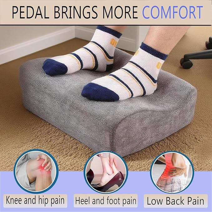 Foot Rest for Under Desk at Work, Ergonomic Under Desk Footrest with Washable Cover, Memory Foam Foot Stool for Office Chair & Gaming Chair, Back & Hip Pain Relief, Dark Gray