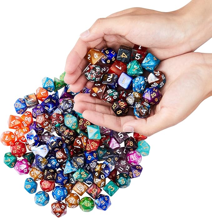 DND Dice Set, 20 X 7 Polyhedral Dice (140 Pieces) Two-Color for Dungeons and Dragons DND RPG MTG Table Game 20 Colors Dice with 1 Large