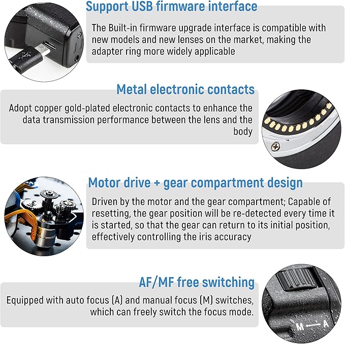 VILTROX NF-M1 Lens Adapter, Auto Focus Lens Converter Ring Camera Lens Mount Adapter Compatible with Nikon F-Mount AF AF-S AF-P AF-I Lens to M4/3 Mount Camera(Olympus/BMPCC)